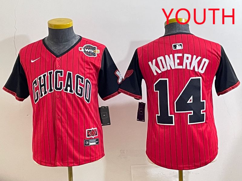 Youth 2025 Chicago White Sox #14 Konerko Red Stripe Joint Name Nike MLB Jersey style 10